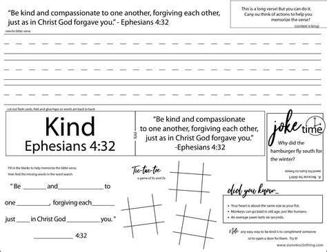 Fun Bible Verse Worksheets For Kids — Six Notes Clothing