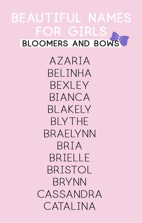 Beautiful Names for Girls | Bloomers and Bows | Baby Name Lists