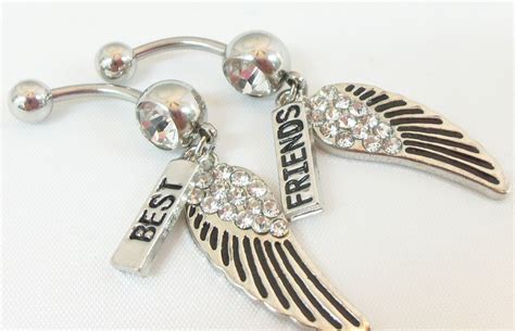 Best Friends Belly Ring Wings And Crystals Best Friend Navel Piercing