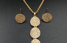jewelry earring stud zircon pendant necklace round classic woman quality daily set high