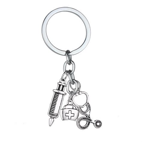 Charm Nurse Medical Box Key Chain Needle Syringe Stethoscope Keychain