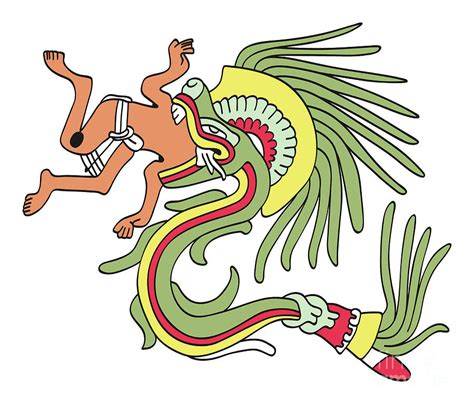 Quetzalcoatl In Feathered Serpent Form Eating A Man Digital Art By