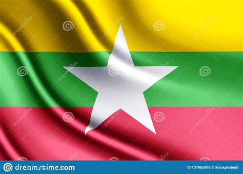 Myanmar Realistic Flag Illustration. Stock Illustration - Illustration ...