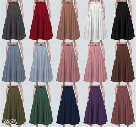 Long Flare Skirt With Belt At Marigold Sims 4 Updates