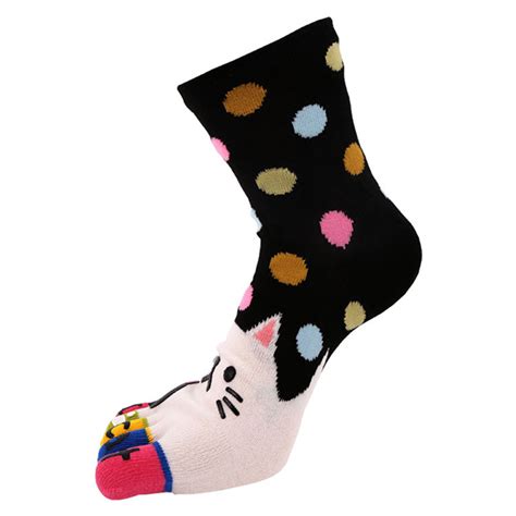 Women Cute Cartoon Cat Five Toes Socks Thick Warm Middle Tube Socks Us718