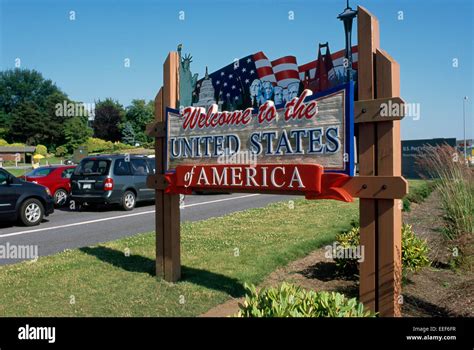 Welcome Sign To United States Of America From British Columbia Canada