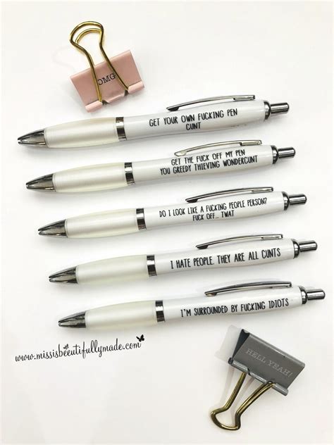 Profanity Pack Of 5 Funny Pen Pack Funny Pens Banter Pens Etsy