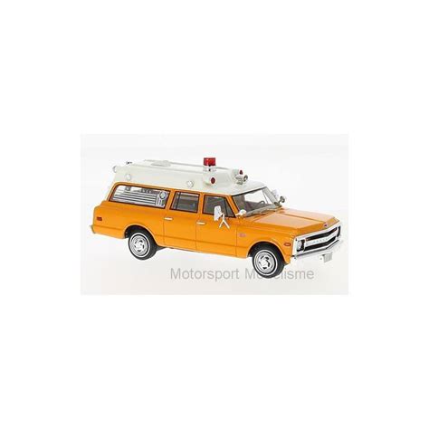 chevrolet suburban ambulance 1970 orange and white neo neo47245 miniatures autos motos