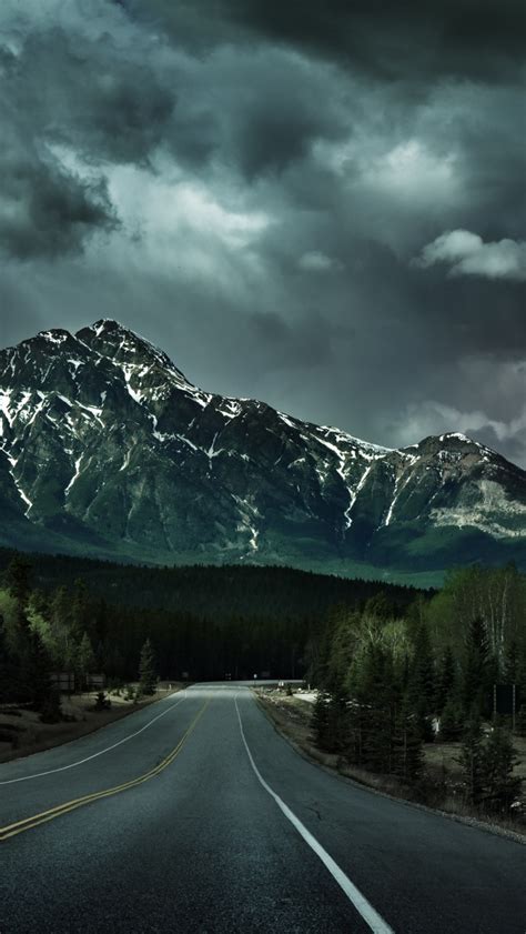 Endless Road Wallpaper 4k Canadian Rockies Dark Clouds Stormy