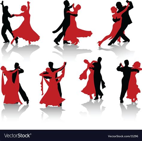 Silhouettes Of The Pairs Dancing Ballroom Dances A Waltz A Tango A