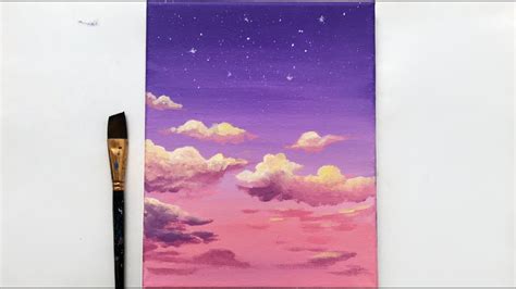 Acrylic Painting Easy Step By Step Pink Yellow Clouds Easy Painting