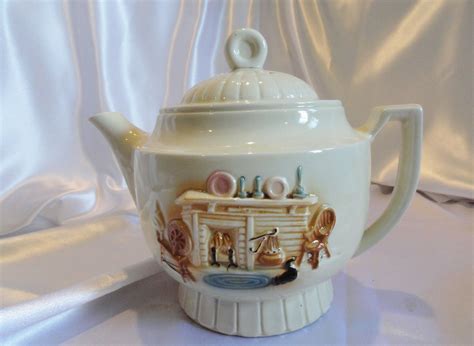 Vintage Teapot Of Porcelain Old Fireplace By Vintageadorables
