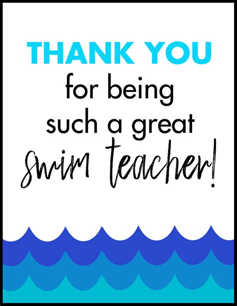 Thank You Swim Teacher A2 Card Flat With Border • Rose Clearfield