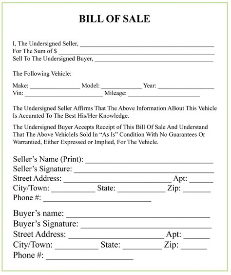 Michigan Bill Of Sale Form For DMV Car Boat PDF Word