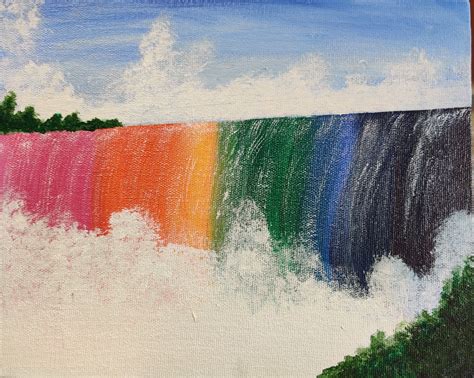 Rainbow Waterfall In 2022 Painting Abstract Artwork Rainbow Waterfall
