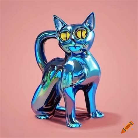 Chrome Sculpture Of A Cat