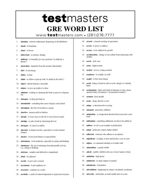 Gre Vocabulary List 2 Pdf