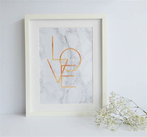 Marble And Gold Love Print By Kittys Prints