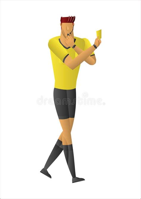 Soccer Referee Showing Yellow Card Stock Vector Illustration Of