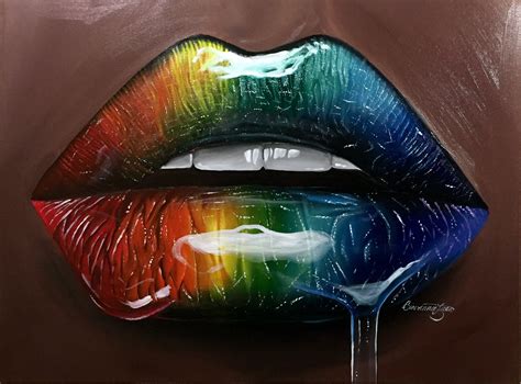 Rainbow Realistic Glossy Lips Painting Lips Painting
