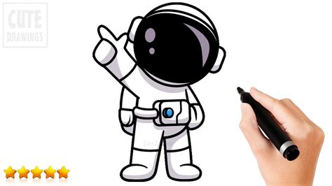 How To Draw An Astronaut Easy Cute Drawings 👨‍🚀 Youtube
