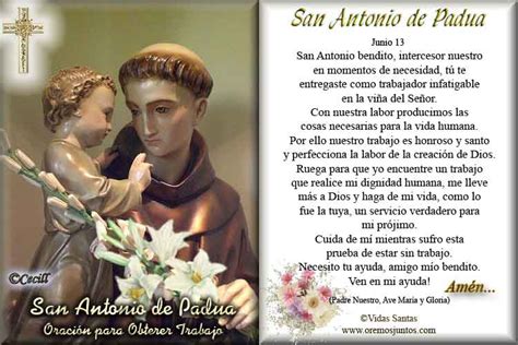 Imágenes De Cecill Estampita Y Oración A San Antonio De Padua