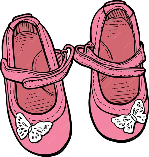 Premium Vector Outline Drawing Of Shoes For Little Girl Vlrengbr
