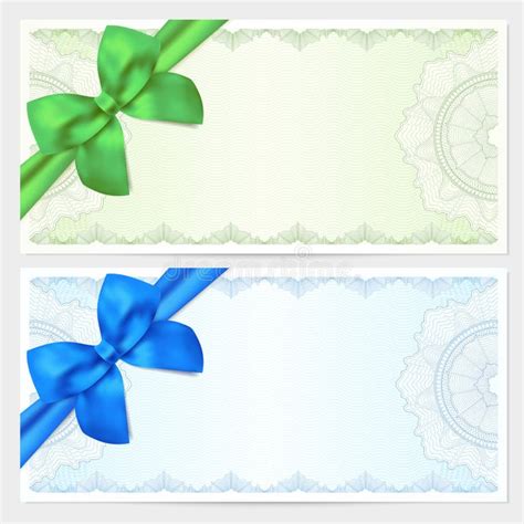 Voucher T Certificate Coupon Template Bow Stock Illustrations