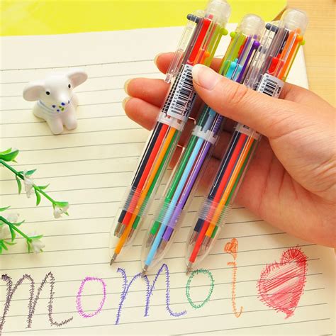 1pc Diy Creative New Writing Colorful Multi Color Ballpoint Pens Cute 6in1 Colors Office School