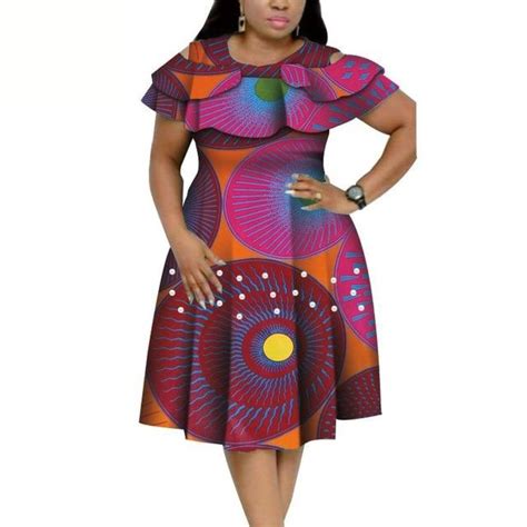 African Cotton Dashiki Wax Print Pattern Ankara Pearls Dress For Women X11949 Trajes Africanos