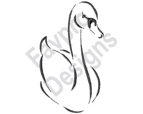 Swan Outline Machine Embroidery Design Etsy