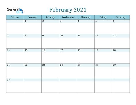 Printable february 2021 calendar templates. February 2021 Calendar - PDF Word Excel