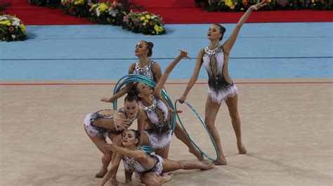 Bulgarian Rhythmic Gymnastics Group Team Wins Silver Medal At Five Hoops At Rhythmic Gymnastics