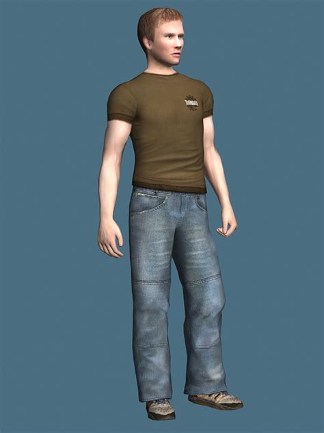 Young Man Standing Rigged 3d Model 3ds Maxmaya Files Free Download