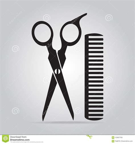 Hair Salon With Scissors And Comb Icon Stock Vector Illustration Of