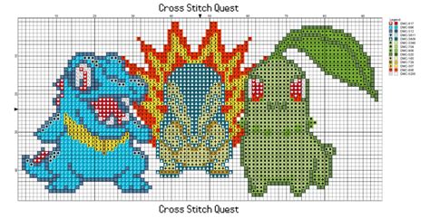 Free Johto Starters Cross Stitch Pattern Pokemon Pokemon Cross Stitch Patterns Cross Stitch
