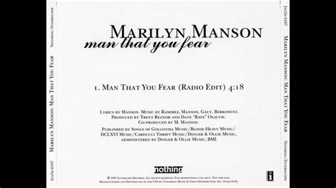 Marilyn Manson Man That You Fear Radio Edit Youtube