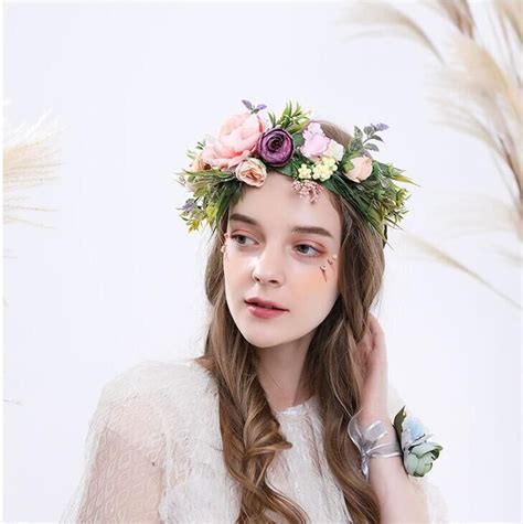 Rose Peony Flower Crown Girl Bridal Floral Headband Wreath Wedding