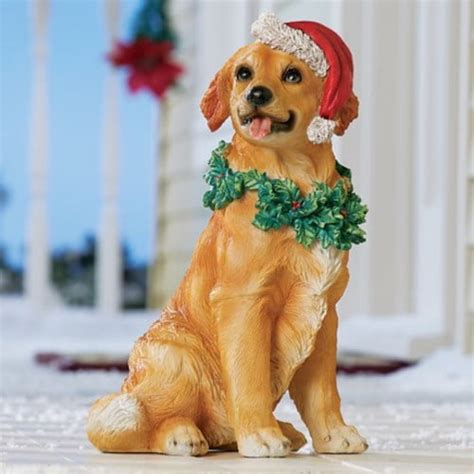 Christmas Golden Retriever Holiday Dog Statue