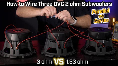 When you wire 2 subs in parallel you have the 2 positives connected and then the 2 negatives. Wiring Three Subwoofers DVC 2 ohm - 1.33 Ohm Parallel vs 3 Ohm Series Wiring - YouTube