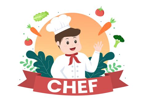 Professional Kids Chef Cartoon Character Cooking Illustration With