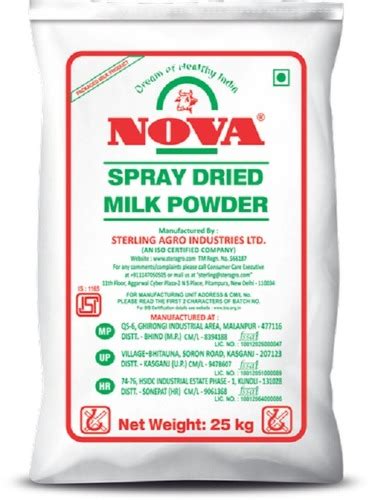 Nova Spray Dried Whole Milk Powder Lactous Free And Dairy Free 25 Kg