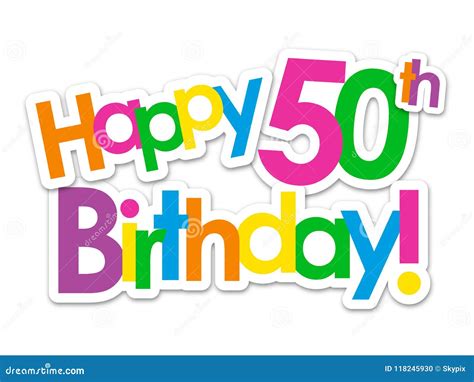 Happy 50th Birthday Colorful Stickers Stock Vector Illustration Of