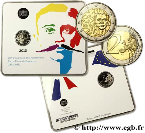 France Coin Card 2 Euro Pierre De Coubertin 2013 Pessac Feu304717 Euros