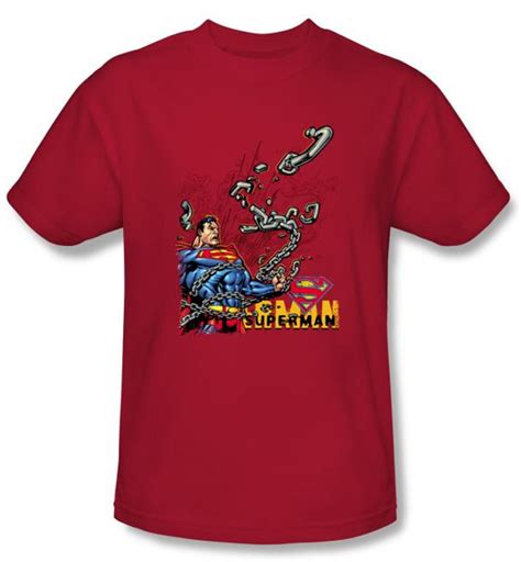 Superman T Shirt Breaking Chains Superhero Adult Red Tee Shirt Superman T Shirts Adult