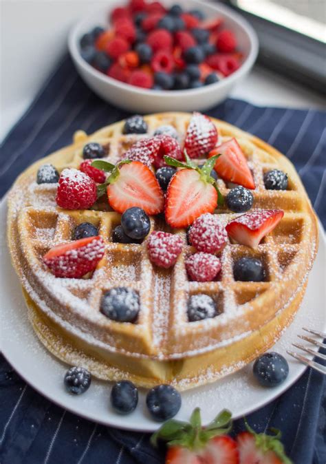 Finished Belgian Waffle Recipe With Powdered Sugar Easy Belgian