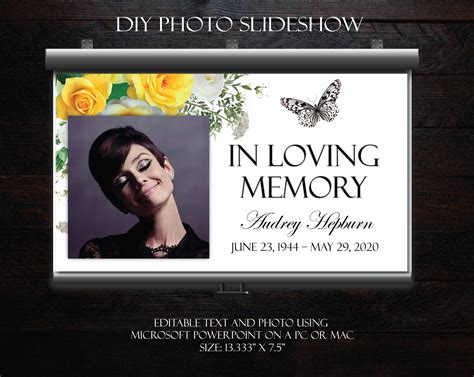 Diy Memorial Photo Slideshow Powerpoint Yellow Roses Etsy Photo