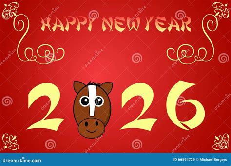 Happy Chinese New Year Card Illustration For 2026 Stock Illustration