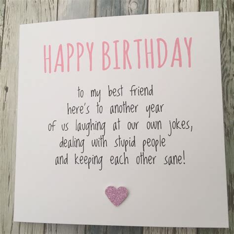 Just for you, here's a list of funny things to write in a birthday card. £2.25 GBP - Funny Best Friend Birthday Card/ Bestie / Humour/ Fun / Sarcasm - A… | Birthday ...