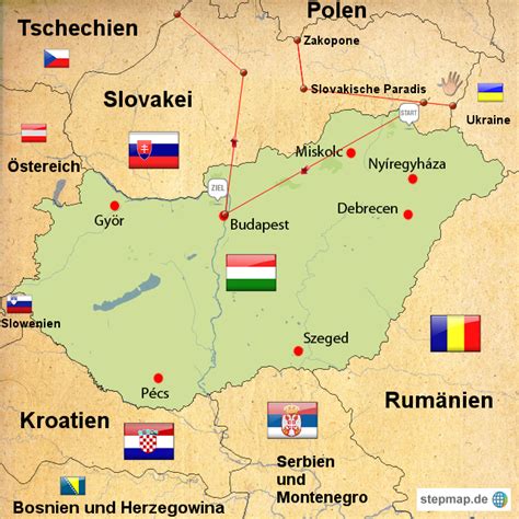 Huvudstaden i ungern karta (ungern) att ladda ner. StepMap - Ungarn - Landkarte für Ungarn